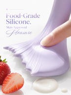 Mermaid Flapping Vibrator with food-grade silicone showcasing a playful tail design and strawberry for sensory pleasure.