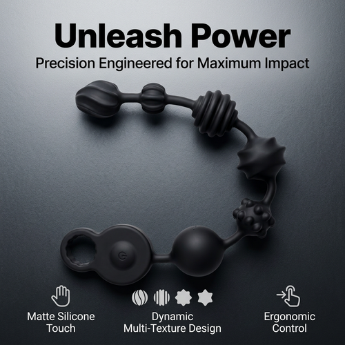 10-Mode Vibrating Anal Beads with matte silicone touch and dynamic texture for enhanced pleasure.