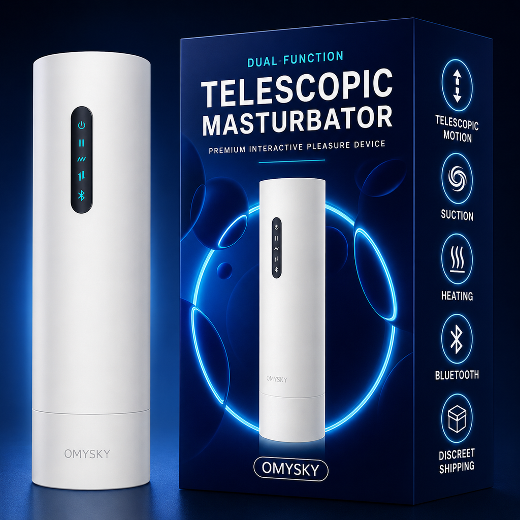 Automatic male masturbator combining telescopic motion vibration and built-in warming