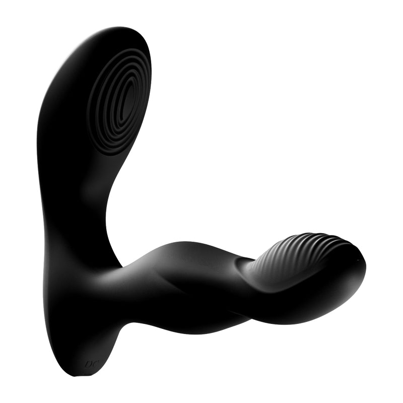 Black app-controlled prostate massager dual-contact shape