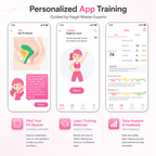 APP Kegel Balls for Postpartum Pelvic Floor training app interface with pelvic floor exercises and progress tracking.