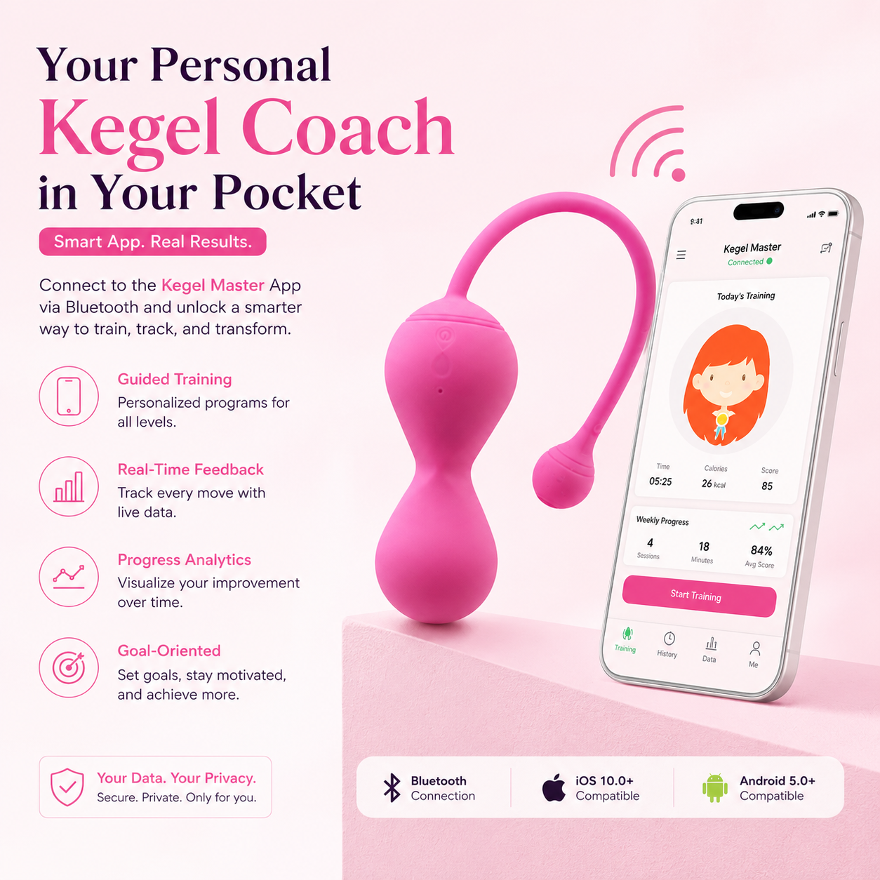 APP Kegel Balls for Postpartum Pelvic Floor & Vaginal Tightening with smart app for guided training.
