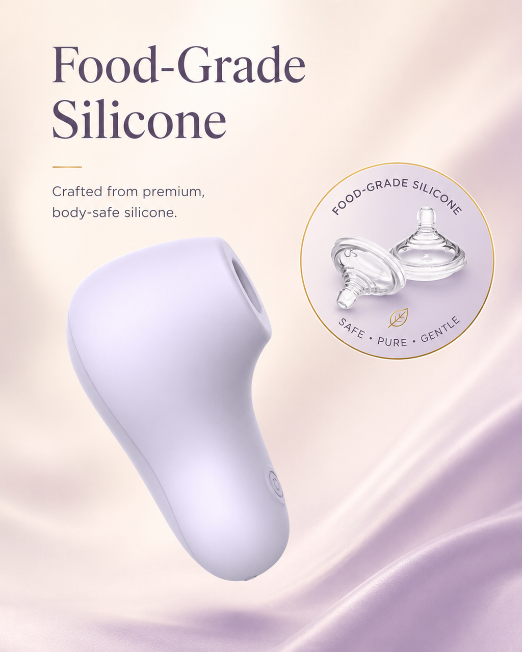 Purple silicone rabbit vibrator with IPX5 splash-resistant design for easier cleaning
