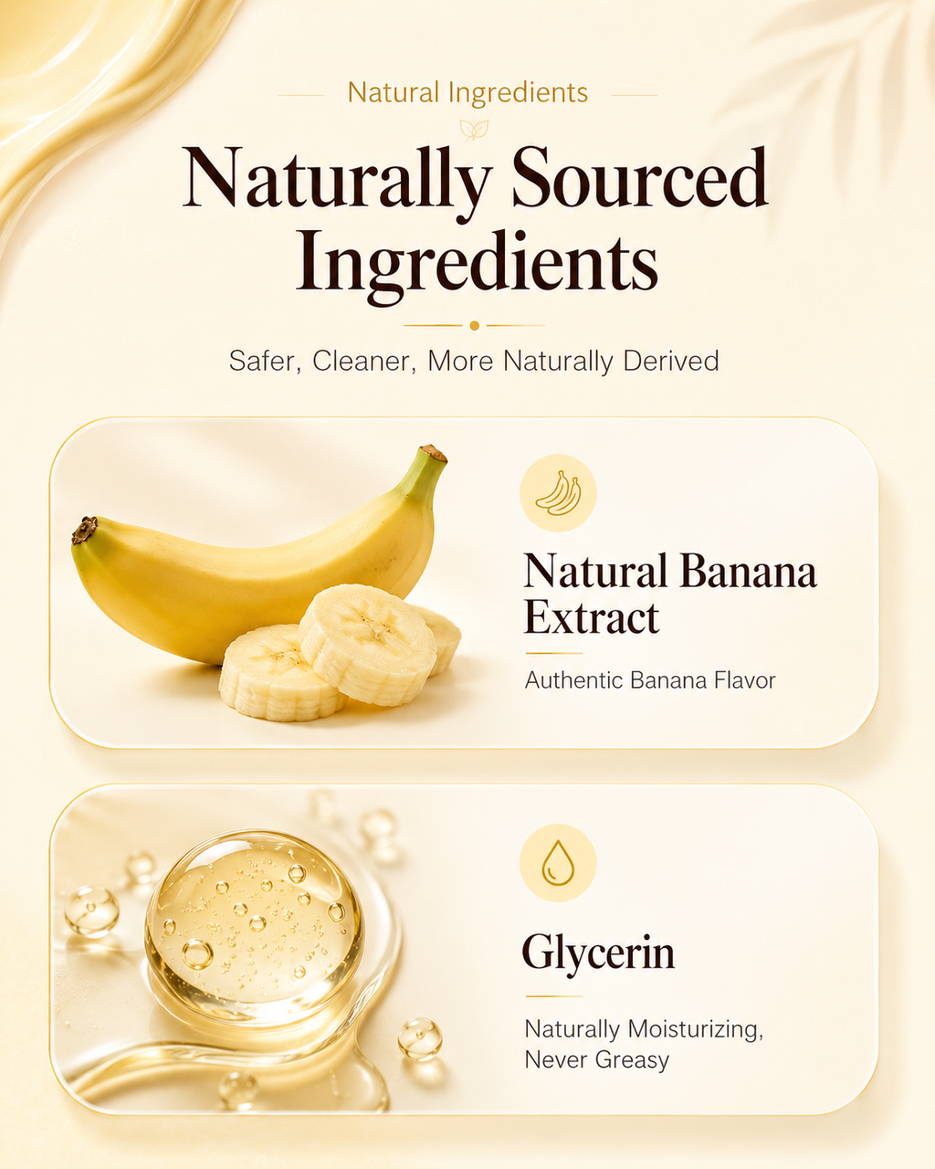 Banana Water-Based Edible Lubricant - Naturally sourced ingredients including banana extract and glycerin