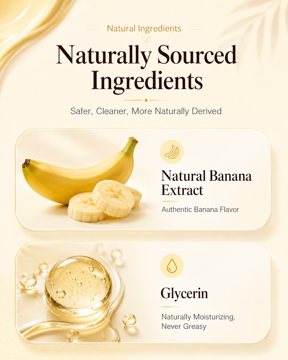 Banana Water-Based Edible Lubricant - Naturally sourced ingredients including banana extract and glycerin