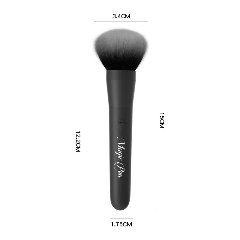 Black makeup brush vibrator size chart with slim proportions and handheld measurements