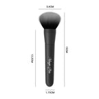 Black makeup brush vibrator size chart with slim proportions and handheld measurements