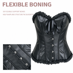 Women's Black PU Leather Lace-Up Waist Cincher Corset