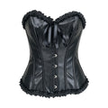 Women's Black PU Leather Lace-Up Waist Cincher Corset