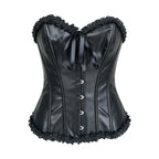 Women's Black PU Leather Lace-Up Waist Cincher Corset