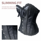 Women's Black PU Leather Lace-Up Waist Cincher Corset