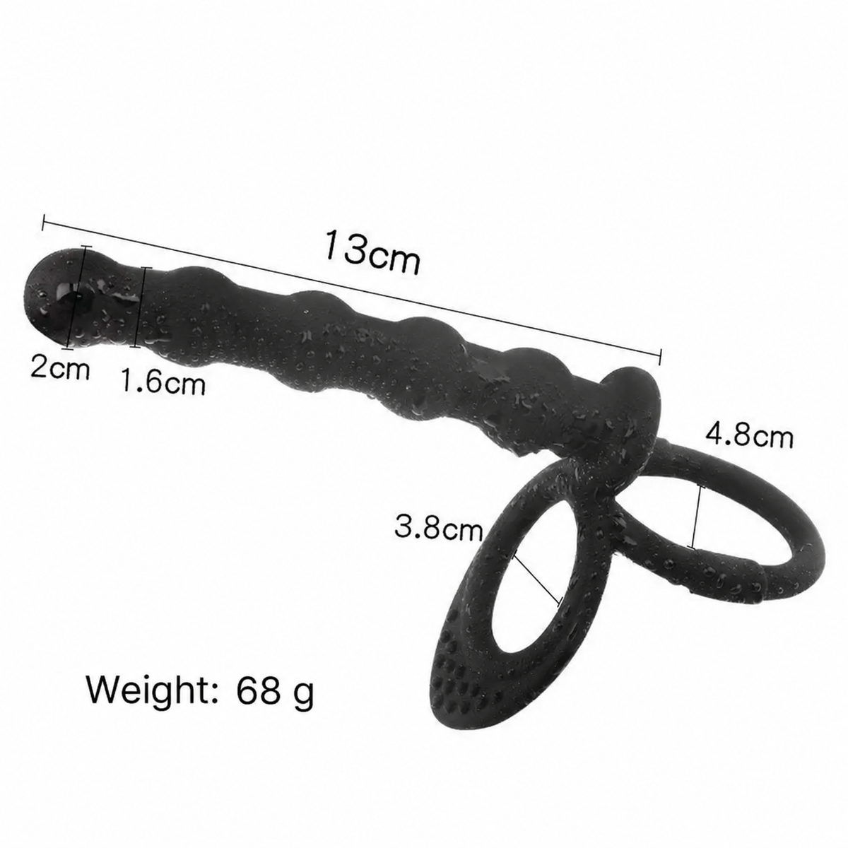 Beaded Silicone Anal Plug & Cock Ring with Dual Loops