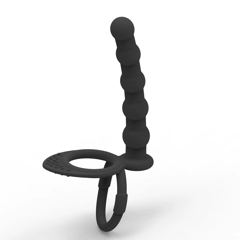 Beaded Silicone Anal Plug & Cock Ring with Dual Loops