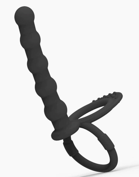 Beaded Silicone Anal Plug & Cock Ring with Dual Loops
