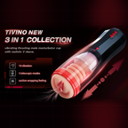 Three-in-one vibrating, thrusting, and telescopic male masturbator
