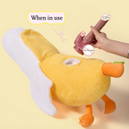 BlissEntry banana duck plush sex toy showing insertion of the removable dildo