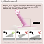 Cleaning guide showing which parts of the bear plush sex machine can be rinsed