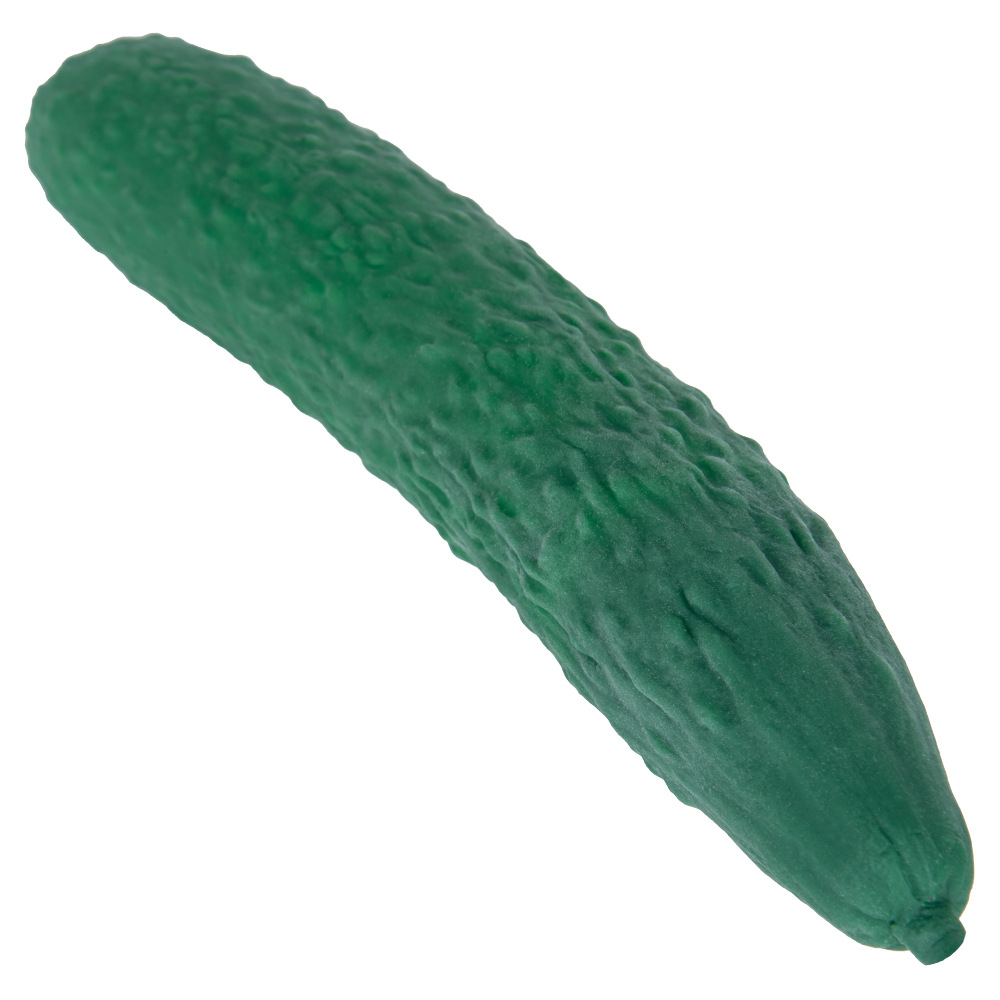 Close-up of raised cucumber-style texture on green silicone dildo