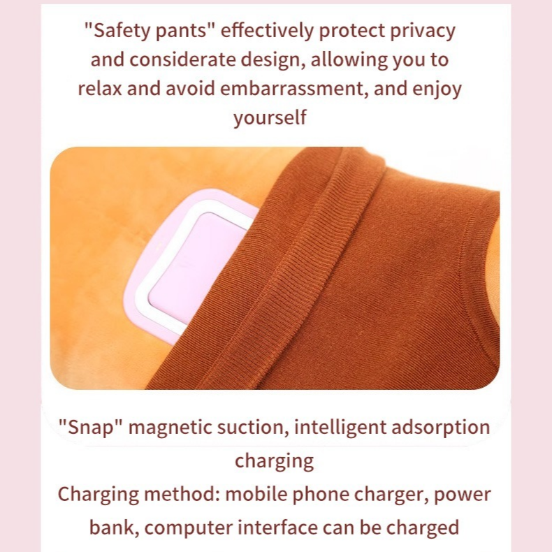 Concealed magnetic charging port under the plush safety pants