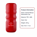 Cosmic Touch oral style manual masturbator specifications, 16.5 by 7 cm, 245 g