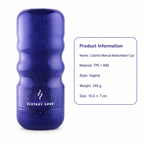 Cosmic Touch vaginal style manual masturbator specifications, 16.5 by 7 cm, 245 g