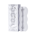 BlissEntry manual male masturbator with white textured sleeve and packaging