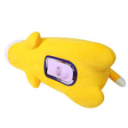 Underside of the fox plush pillow showing the concealed dildo opening