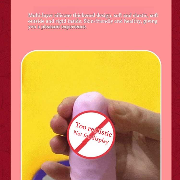 Hand pressing the soft silicone dildo on the fox plush sex machine