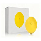 Yellow lemon-shaped suction vibrator with white retail box