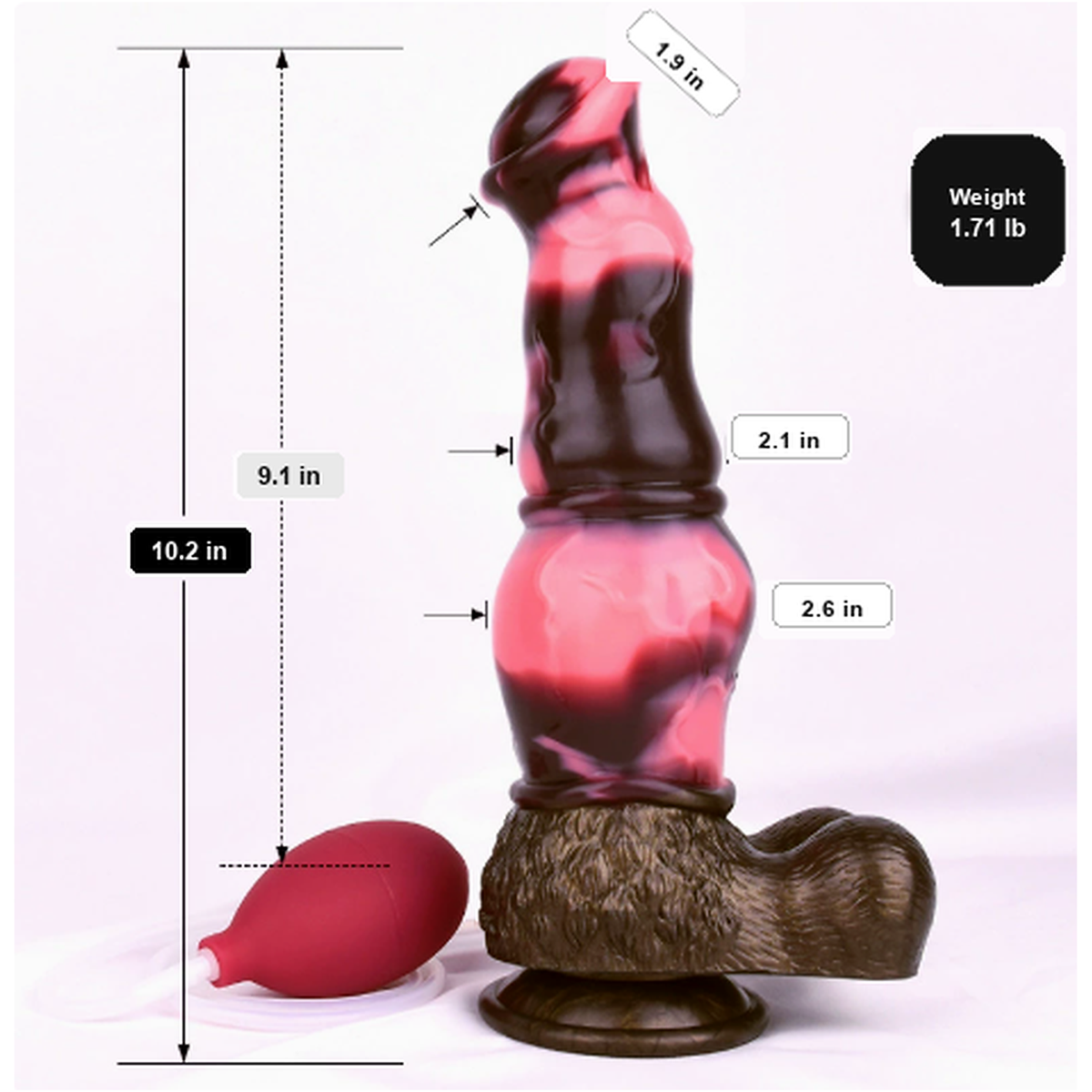 N5092 marbled silicone squirting dildo with squeeze bulb accessory