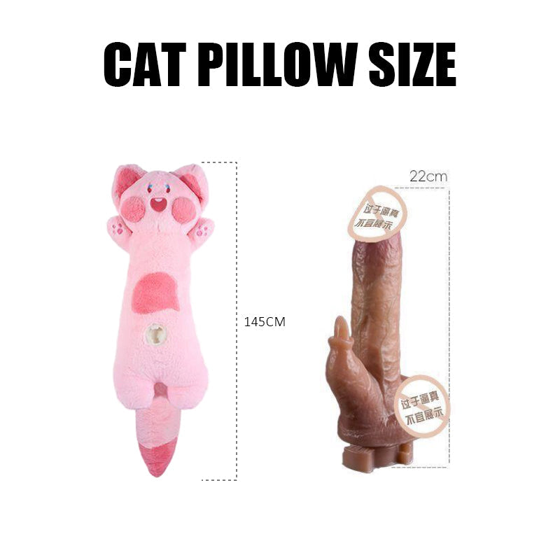 BlissEntry pink cat plush sex toy and removable dildo size guide