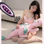 BlissEntry pink dragon plush sex toy with wireless remote control in a lifestyle scene