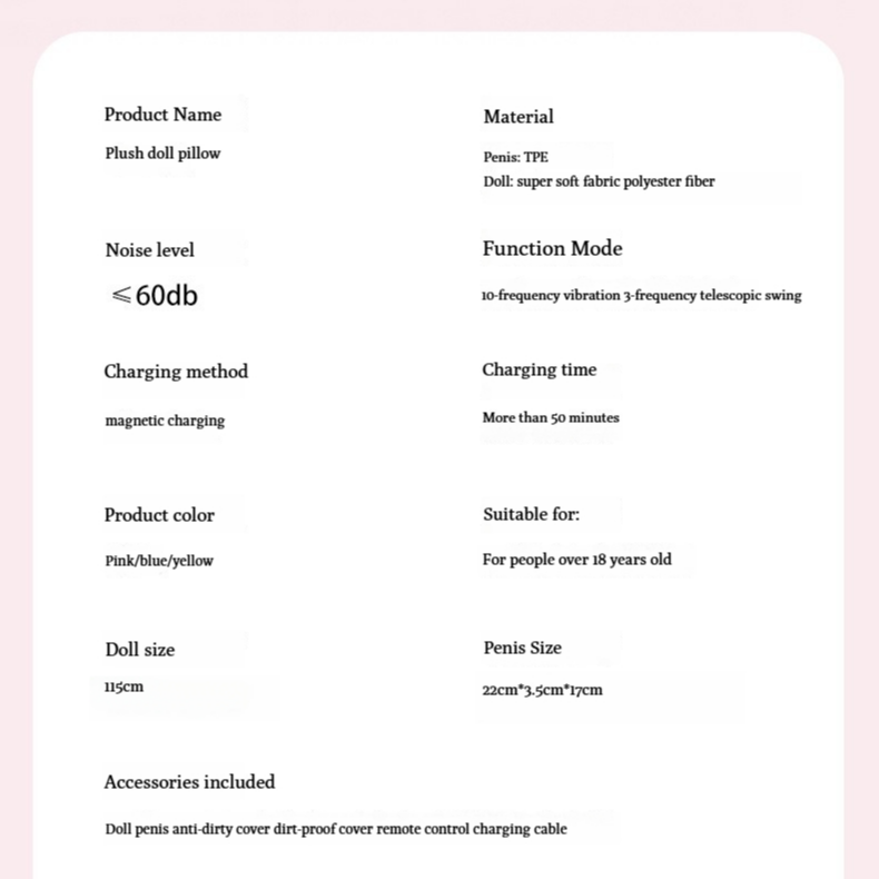 BlissEntry pink dragon plush sex toy material charging and function specifications