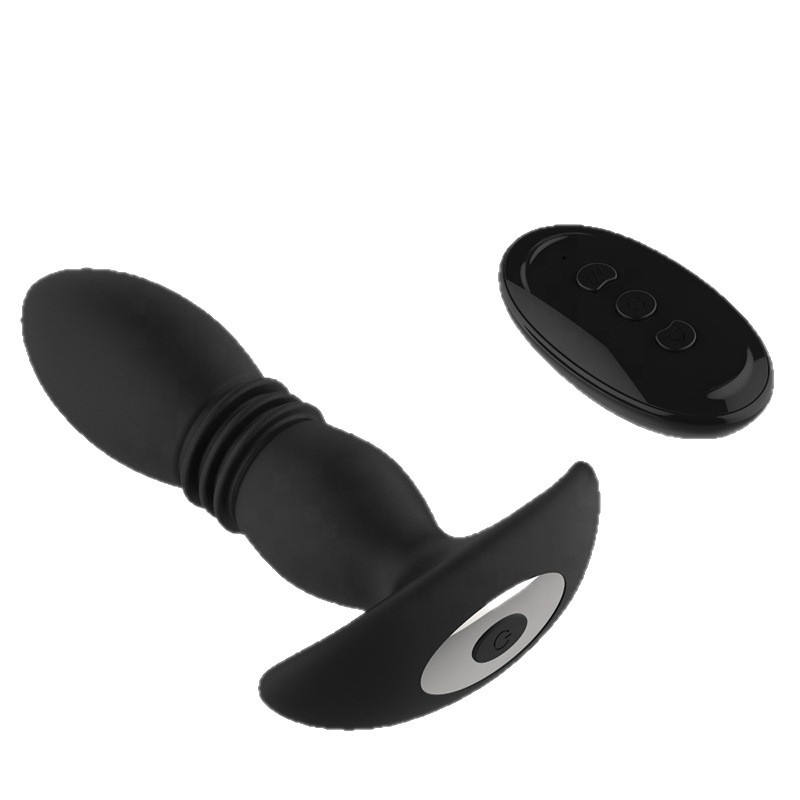 BlissEntry PulseDrive remote prostate massager angled view with wireless remote