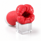 Close-up of soft red textured opening on BlissEntry male masturbator