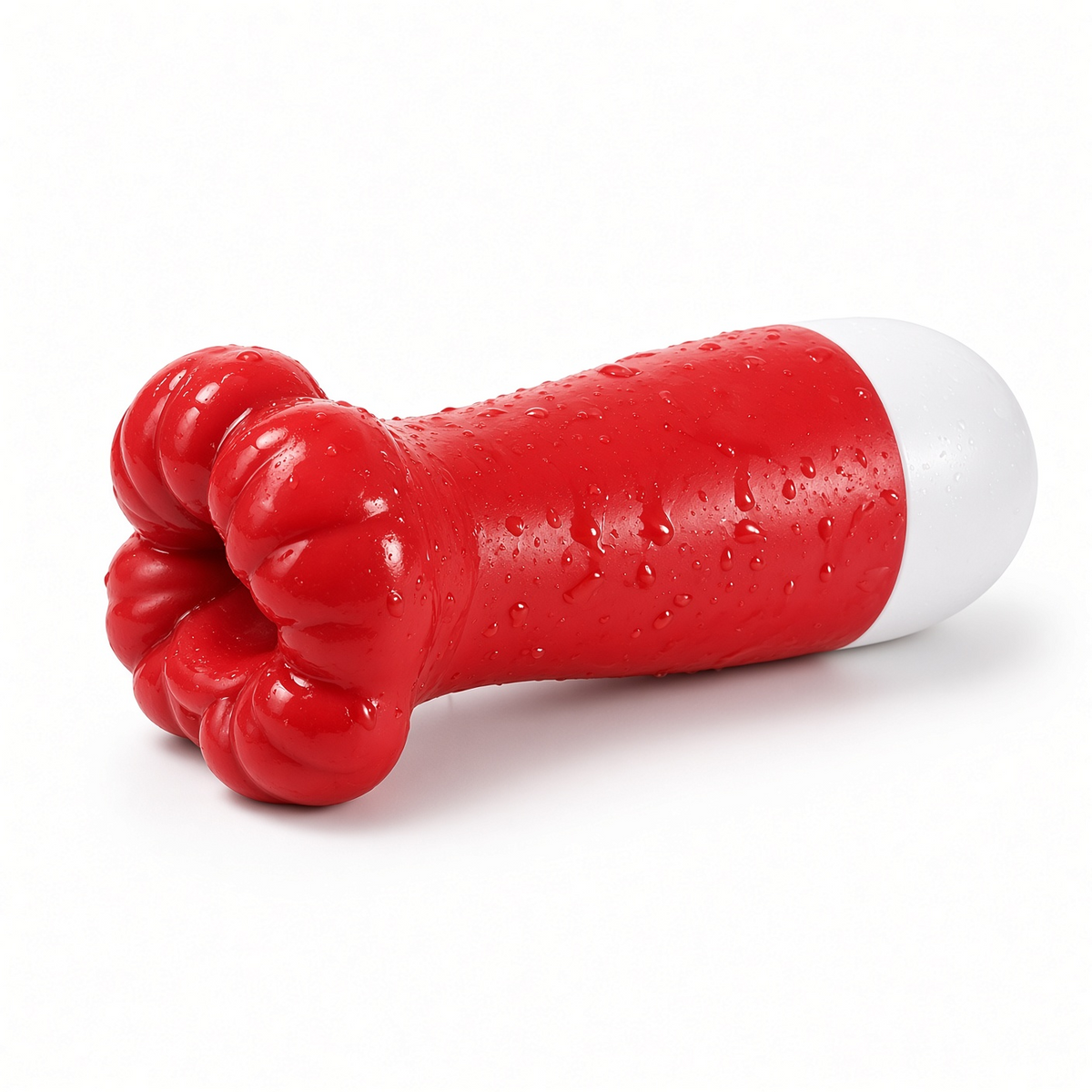 Side view of red rechargeable BlissEntry male masturbator
