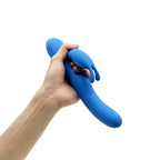Blue silicone rabbit vibrator flexible rabbit arm handheld view