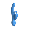 Blue silicone rabbit vibrator front product view