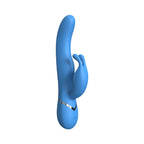 Blue silicone rabbit vibrator front product view