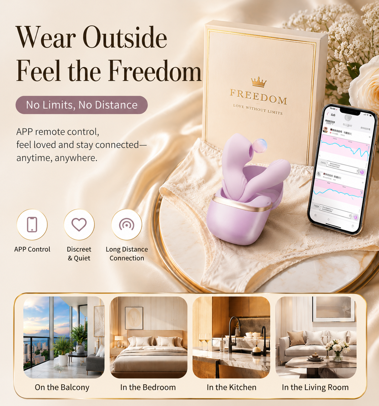 Detachable Suction app Vibrator with portable charging case and remote app control for flexible play anywhere.