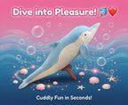 Dolphin Plush Thrusting Dildo Vibrator with a plush dolphin design, perfect for cuddly fun and pleasure.