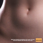 Close-up of the realistic silicone abdomen and waistline texture.