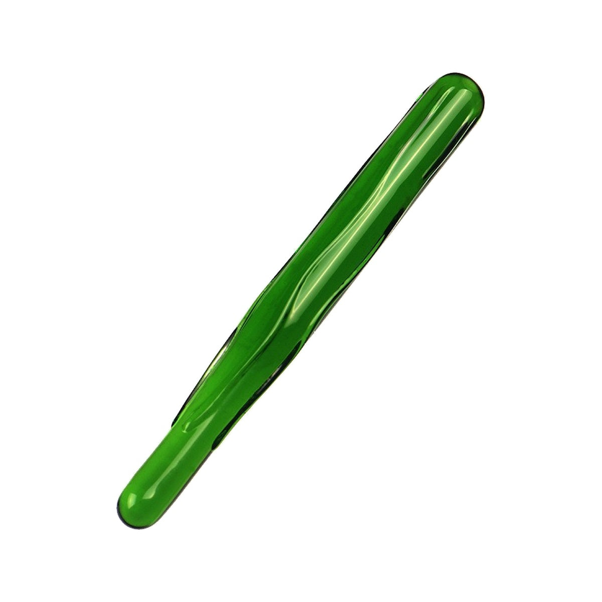 Green loofah borosilicate glass dildo - Small