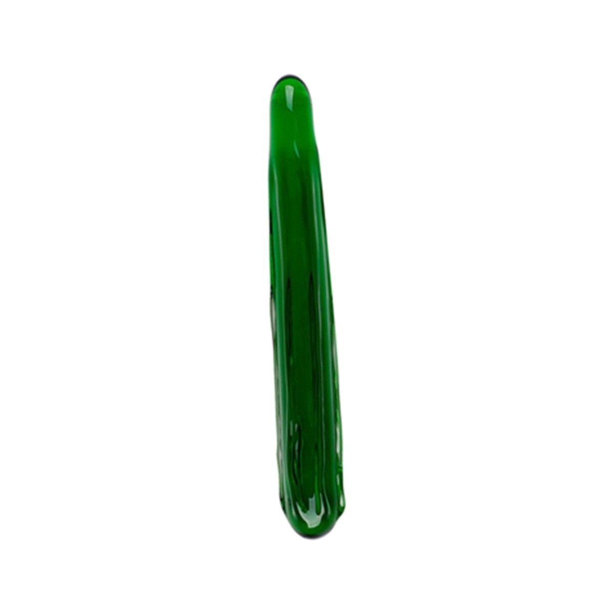Green loofah borosilicate glass dildo - Medium