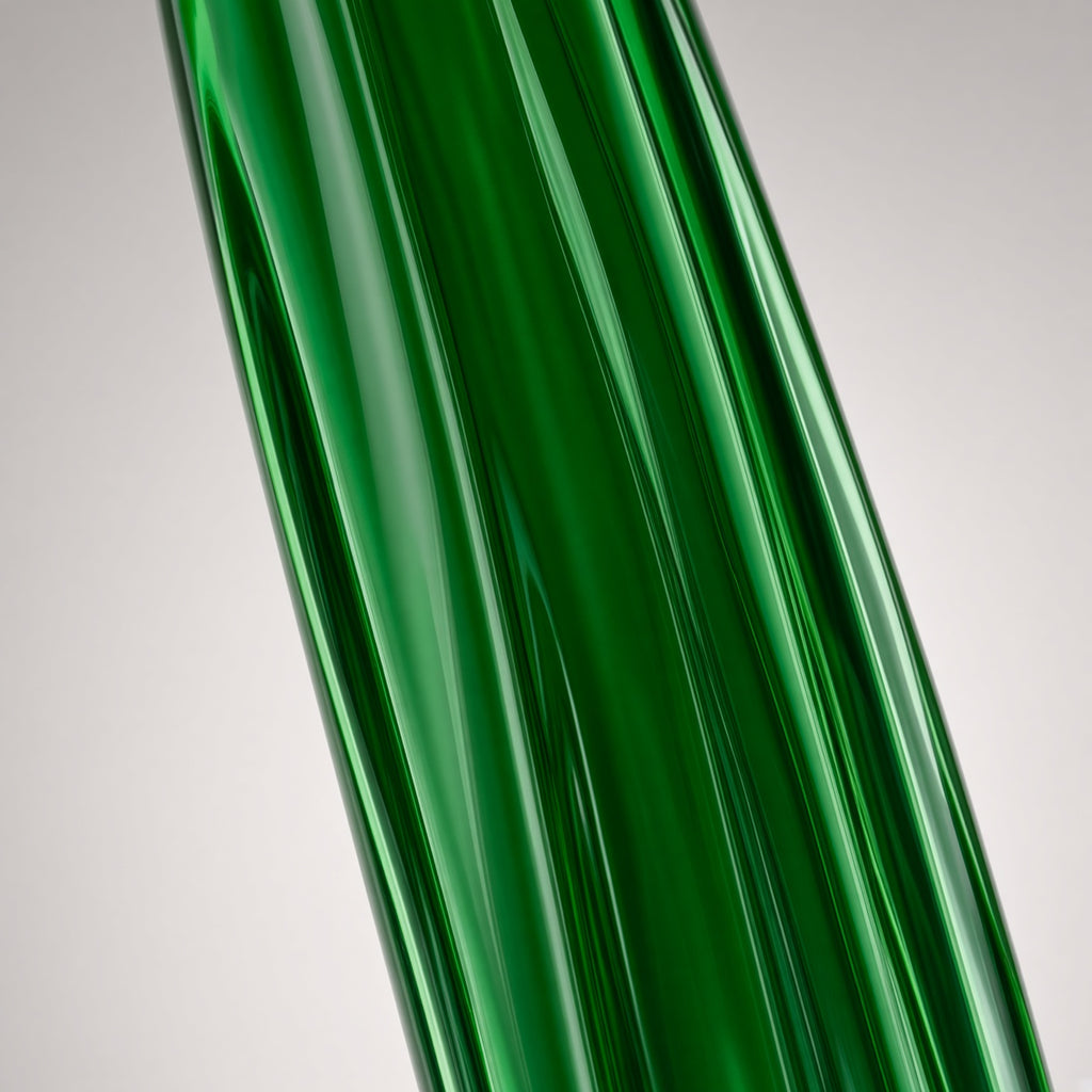 Green loofah borosilicate glass dildo polished glass detail
