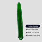 Green loofah borosilicate glass dildo size details - Medium