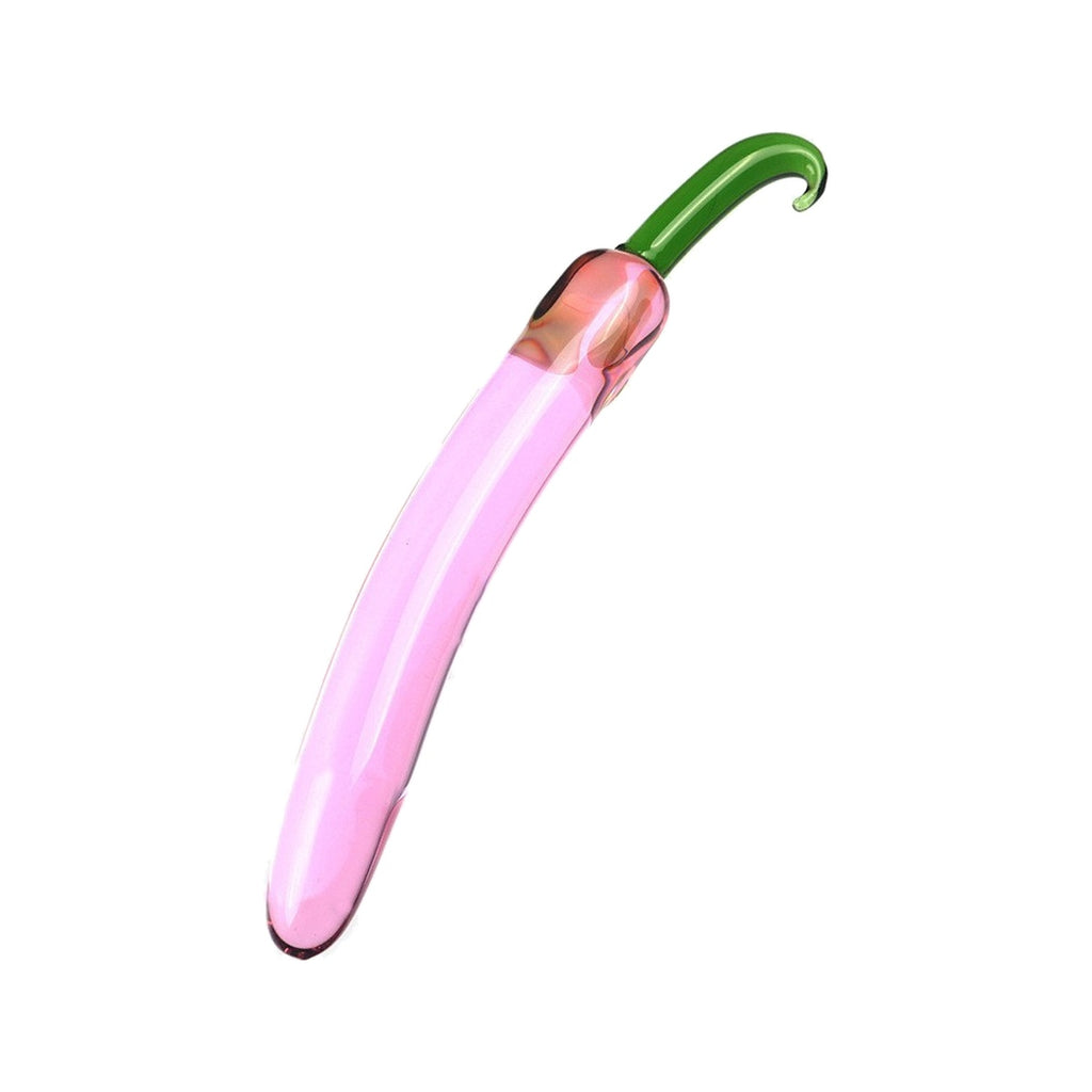Pink eggplant borosilicate glass dildo - Small
