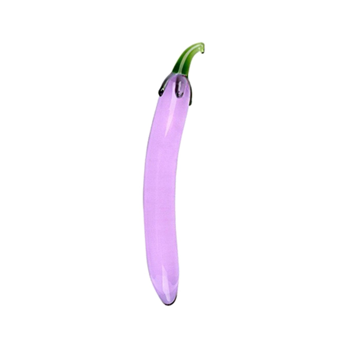 Purple eggplant borosilicate glass dildo - Medium