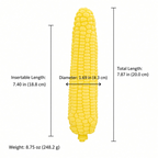 Yellow corn-texture silicone dildo size chart with total length 7.87 inches and weight 8.75 ounces