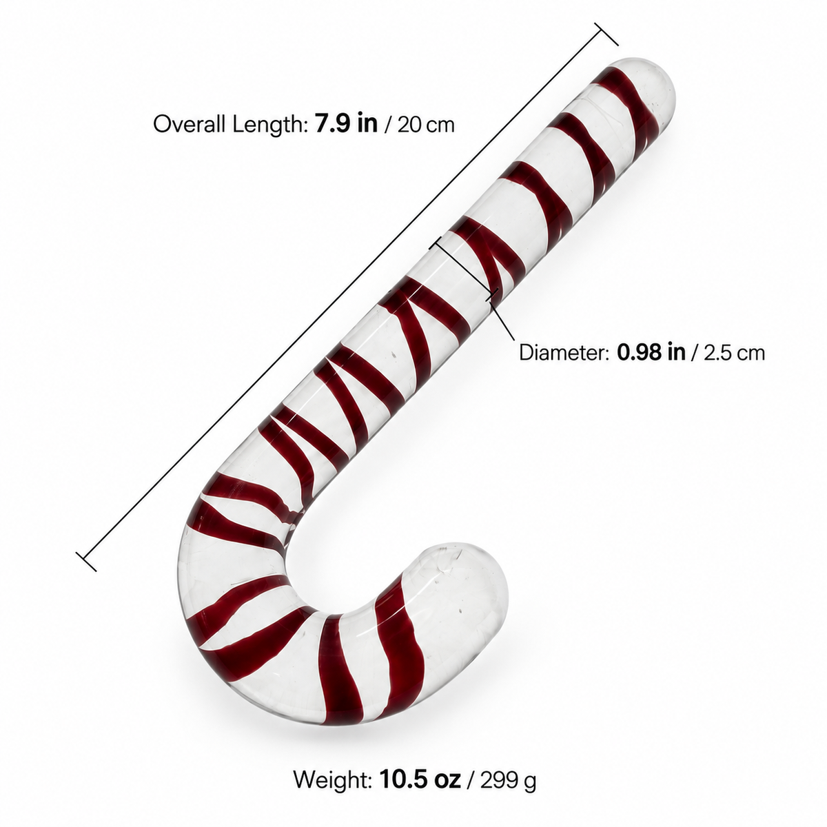 Large J-curve clear glass product dimensions and weight